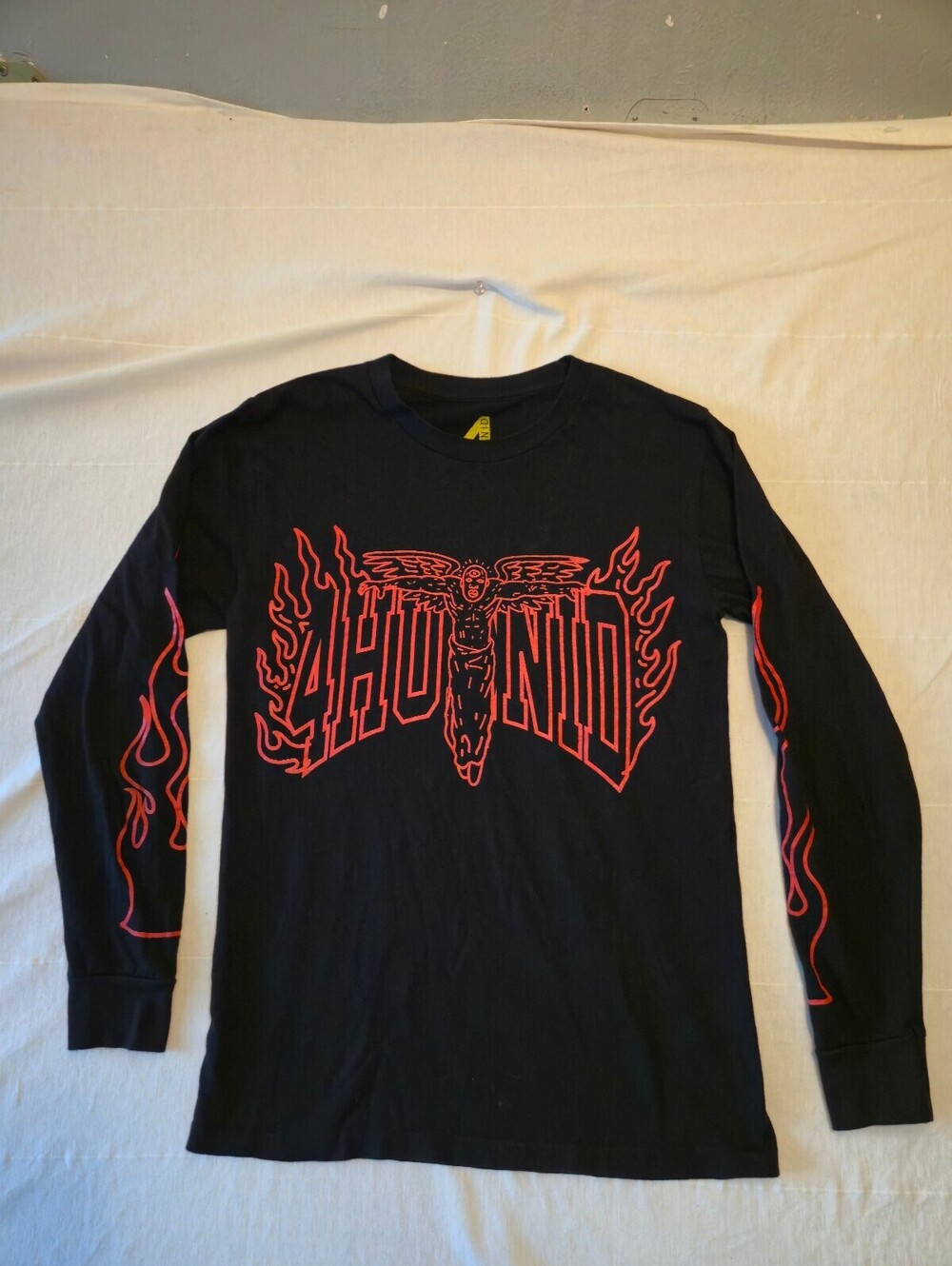 4HUNNID Black Long Sleeve Shirt Death Before Dishonor Graphic Print Size Small